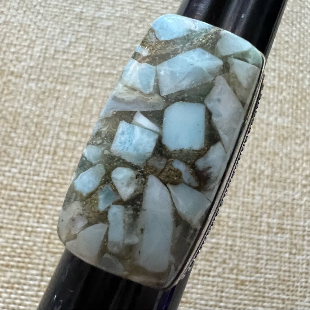 New Copper Larimar Silver Overlay Ring Size 7.75